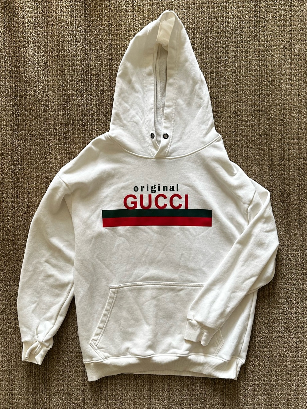Gucci Off White Crewneck Hoodie with Red & Green Stripe XL